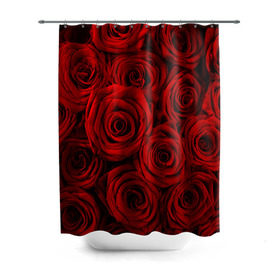 Штора 3D для ванной с принтом Красные розы в Белгороде, 100% полиэстер | плотность материала — 100 г/м2. Стандартный размер — 146 см х 180 см. По верхнему краю — пластиковые люверсы для креплений. В комплекте 10 пластиковых колец | букет | красный | розы | цветы