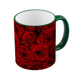 Кружка 3D с принтом Красные розы в Белгороде, керамика | ёмкость 330 мл | Тематика изображения на принте: букет | красный | розы | цветы