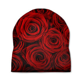 Шапка 3D с принтом Красные розы в Белгороде, 100% полиэстер | универсальный размер, печать по всей поверхности изделия | букет | красный | розы | цветы