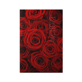 Обложка для паспорта матовая кожа с принтом Красные розы в Белгороде, натуральная матовая кожа | размер 19,3 х 13,7 см; прозрачные пластиковые крепления | букет | красный | розы | цветы