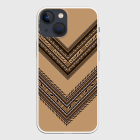 Чехол для iPhone 13 mini с принтом Tribal V shape в Белгороде,  |  | african | ethnic | tribal | африка | африканский | бежевый | трайбал | узор | черный | этно