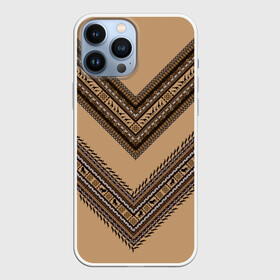 Чехол для iPhone 13 Pro Max с принтом Tribal V shape в Белгороде,  |  | african | ethnic | tribal | африка | африканский | бежевый | трайбал | узор | черный | этно