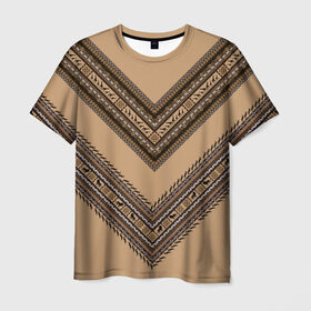 Мужская футболка 3D с принтом Tribal V-shape в Белгороде, 100% полиэфир | прямой крой, круглый вырез горловины, длина до линии бедер | african | ethnic | tribal | африка | африканский | бежевый | трайбал | узор | черный | этно
