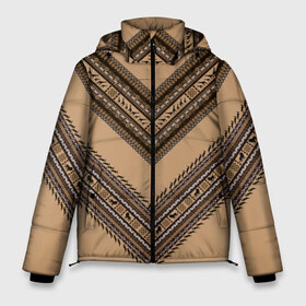 Мужская зимняя куртка 3D с принтом Tribal V-shape в Белгороде, верх — 100% полиэстер; подкладка — 100% полиэстер; утеплитель — 100% полиэстер | длина ниже бедра, свободный силуэт Оверсайз. Есть воротник-стойка, отстегивающийся капюшон и ветрозащитная планка. 

Боковые карманы с листочкой на кнопках и внутренний карман на молнии. | african | ethnic | tribal | африка | африканский | бежевый | трайбал | узор | черный | этно