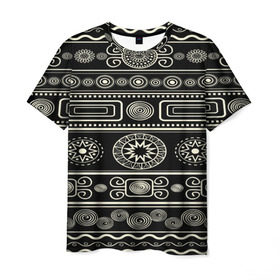 Мужская футболка 3D с принтом Африканский мотив в Белгороде, 100% полиэфир | прямой крой, круглый вырез горловины, длина до линии бедер | kniting | pattern | вышивание | вышивка | зимний | колосок | одежда | рукоделие | текстуры | узоры | украшение | шитье | этнический