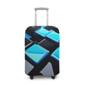 Чехол для чемодана 3D с принтом Абстрактные кубы в Белгороде, 86% полиэфир, 14% спандекс | двустороннее нанесение принта, прорези для ручек и колес | 