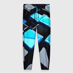 Женские брюки 3D с принтом Абстрактные кубы в Белгороде, полиэстер 100% | прямой крой, два кармана без застежек по бокам, с мягкой трикотажной резинкой на поясе и по низу штанин. В поясе для дополнительного комфорта — широкие завязки | 
