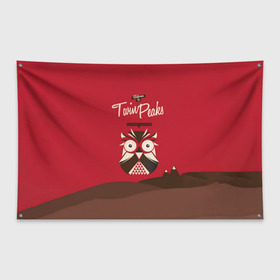 Флаг-баннер с принтом Добро пожаловать в Twin Peaks в Белгороде, 100% полиэстер | размер 67 х 109 см, плотность ткани — 95 г/м2; по краям флага есть четыре люверса для крепления | Тематика изображения на принте: дьявол | крафт | плакат | ретро | сова | твин пикс