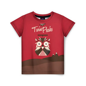Детская футболка 3D с принтом Добро пожаловать в Twin Peaks в Белгороде, 100% гипоаллергенный полиэфир | прямой крой, круглый вырез горловины, длина до линии бедер, чуть спущенное плечо, ткань немного тянется | дьявол | крафт | плакат | ретро | сова | твин пикс