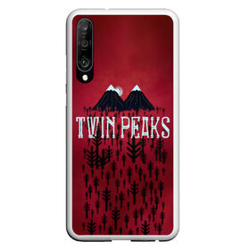Чехол для Honor P30 с принтом Лес Twin Peaks в Белгороде, Силикон | Область печати: задняя сторона чехла, без боковых панелей | горы | надпись | ретро | твин пикс