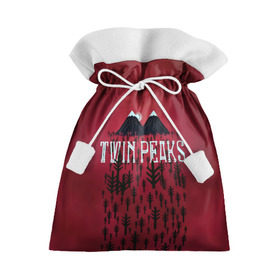 Подарочный 3D мешок с принтом Лес Twin Peaks в Белгороде, 100% полиэстер | Размер: 29*39 см | Тематика изображения на принте: горы | надпись | ретро | твин пикс