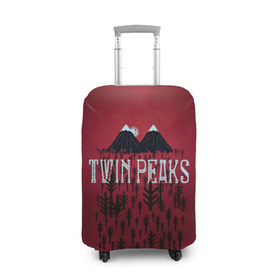 Чехол для чемодана 3D с принтом Лес Twin Peaks в Белгороде, 86% полиэфир, 14% спандекс | двустороннее нанесение принта, прорези для ручек и колес | горы | надпись | ретро | твин пикс