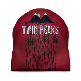 Шапка 3D с принтом Лес Twin Peaks в Белгороде, 100% полиэстер | универсальный размер, печать по всей поверхности изделия | горы | надпись | ретро | твин пикс