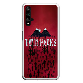 Чехол для Honor 20 с принтом Лес Twin Peaks в Белгороде, Силикон | Область печати: задняя сторона чехла, без боковых панелей | горы | надпись | ретро | твин пикс