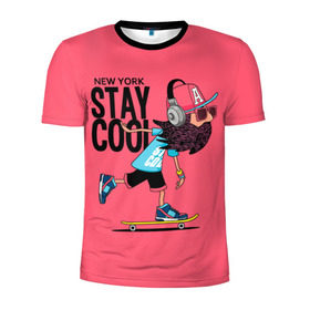 Мужская футболка 3D спортивная с принтом Stay cool в Белгороде, 100% полиэстер с улучшенными характеристиками | приталенный силуэт, круглая горловина, широкие плечи, сужается к линии бедра | Тематика изображения на принте: hipster | skateboard | sport