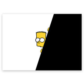 Поздравительная открытка с принтом Барт в Белгороде, 100% бумага | плотность бумаги 280 г/м2, матовая, на обратной стороне линовка и место для марки
 | барт | гомер | симпсоны