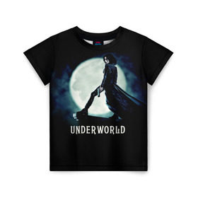 Детская футболка 3D с принтом Другой мир в Белгороде, 100% гипоаллергенный полиэфир | прямой крой, круглый вырез горловины, длина до линии бедер, чуть спущенное плечо, ткань немного тянется | fentezi | underworld | боевик | вампир | кино | киногерой | луна | ночь | оборотень | оружие | фэнтези