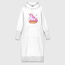 Платье удлиненное хлопок с принтом Единорог в Белгороде,  |  | donut | pink | star | unicorn | единорог | звезды | конь | милота | пончик | сказка