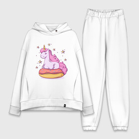 Женский костюм хлопок Oversize с принтом Единорог в Белгороде,  |  | donut | pink | star | unicorn | единорог | звезды | конь | милота | пончик | сказка