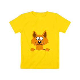 Детская футболка хлопок с принтом Хитрый лис в Белгороде, 100% хлопок | круглый вырез горловины, полуприлегающий силуэт, длина до линии бедер | animals | fox | животные | карман | лес | лис | лиса | милый | охота | охотник | хитрый