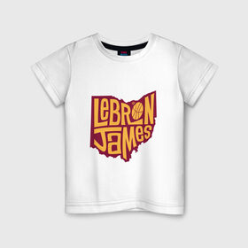 Детская футболка хлопок с принтом Lebron James в Белгороде, 100% хлопок | круглый вырез горловины, полуприлегающий силуэт, длина до линии бедер | Тематика изображения на принте: 
