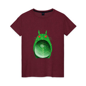 Женская футболка хлопок с принтом Хранитель леса в Белгороде, 100% хлопок | прямой крой, круглый вырез горловины, длина до линии бедер, слегка спущенное плечо | totoro | миадзаки | сосед | тоторо