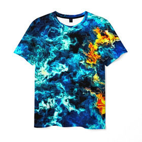 Мужская футболка 3D с принтом Frozen abstraction в Белгороде, 100% полиэфир | прямой крой, круглый вырез горловины, длина до линии бедер | 3d | абстракция | волны | другие | краска | линии | оптические | полосы | прикольные | разводы | узоры | фрактал | цветные | яркие