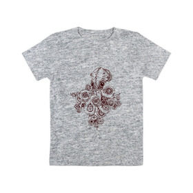 Детская футболка хлопок с принтом Steampunk octopus в Белгороде, 100% хлопок | круглый вырез горловины, полуприлегающий силуэт, длина до линии бедер | Тематика изображения на принте: gear | octopus | sea | steampunk | арт | осьминог | стимпанк | шестеренка