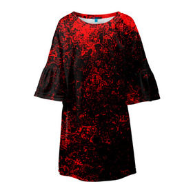 Детское платье 3D с принтом Брызги красок(red style) в Белгороде, 100% полиэстер | прямой силуэт, чуть расширенный к низу. Круглая горловина, на рукавах — воланы | abstraction | color | paint | spray | tie dye | абстракция | брызги красок | всплеск красок | капли красок | текстуры