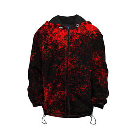 Детская куртка 3D с принтом Брызги красок(red style) в Белгороде, 100% полиэстер | застежка — молния, подол и капюшон оформлены резинкой с фиксаторами, по бокам — два кармана без застежек, один потайной карман на груди, плотность верхнего слоя — 90 г/м2; плотность флисового подклада — 260 г/м2 | Тематика изображения на принте: abstraction | color | paint | spray | tie dye | абстракция | брызги красок | всплеск красок | капли красок | текстуры
