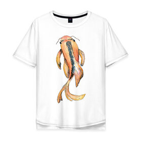 Мужская футболка хлопок Oversize с принтом Японский карп в Белгороде, 100% хлопок | свободный крой, круглый ворот, “спинка” длиннее передней части | кои | нисикигои | парчовый карп