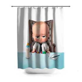 Штора 3D для ванной с принтом Boss Baby в Белгороде, 100% полиэстер | плотность материала — 100 г/м2. Стандартный размер — 146 см х 180 см. По верхнему краю — пластиковые люверсы для креплений. В комплекте 10 пластиковых колец | boss baby | босс | молокосос | мультфильмы