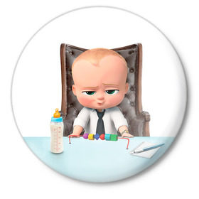 Значок с принтом Boss Baby в Белгороде,  металл | круглая форма, металлическая застежка в виде булавки | boss baby | босс | молокосос | мультфильмы