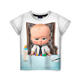 Детская футболка 3D с принтом Boss Baby в Белгороде, 100% гипоаллергенный полиэфир | прямой крой, круглый вырез горловины, длина до линии бедер, чуть спущенное плечо, ткань немного тянется | boss baby | босс | молокосос | мультфильмы
