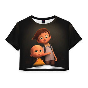 Женская футболка 3D укороченная с принтом Boss Baby в Белгороде, 100% полиэстер | круглая горловина, длина футболки до линии талии, рукава с отворотами | boss baby | босс | молокосос | мультфильмы