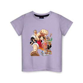 Детская футболка хлопок с принтом Ван-Пис в Белгороде, 100% хлопок | круглый вырез горловины, полуприлегающий силуэт, длина до линии бедер | one piece | onepiece | большой куш | ван пис | ванпис | король пиратов | луфи | луффи