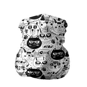 Бандана-труба 3D с принтом Кошачий принт в Белгороде, 100% полиэстер, ткань с особыми свойствами — Activecool | плотность 150‒180 г/м2; хорошо тянется, но сохраняет форму | белый | кот | котенок | котик | котики | коты | котята | кошечка | кошечки | кошка | мелкий | текстура | узор | черный