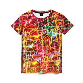 Женская футболка 3D с принтом Light creative в Белгороде, 100% полиэфир ( синтетическое хлопкоподобное полотно) | прямой крой, круглый вырез горловины, длина до линии бедер | abstract | colorful | electric | energy | light | абстракция | вет | цвет | электрик | энергия
