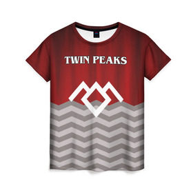 Женская футболка 3D с принтом Twin Peaks в Белгороде, 100% полиэфир ( синтетическое хлопкоподобное полотно) | прямой крой, круглый вырез горловины, длина до линии бедер | twin peaks | арт | лого | полосы | сериал | твин пикс | текстура | фильмы