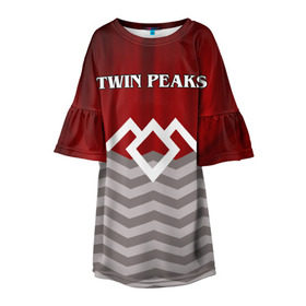 Детское платье 3D с принтом Twin Peaks в Белгороде, 100% полиэстер | прямой силуэт, чуть расширенный к низу. Круглая горловина, на рукавах — воланы | Тематика изображения на принте: twin peaks | арт | лого | полосы | сериал | твин пикс | текстура | фильмы