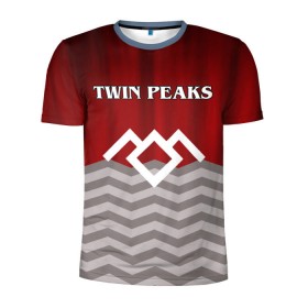 Мужская футболка 3D спортивная с принтом Twin Peaks в Белгороде, 100% полиэстер с улучшенными характеристиками | приталенный силуэт, круглая горловина, широкие плечи, сужается к линии бедра | twin peaks | арт | лого | полосы | сериал | твин пикс | текстура | фильмы