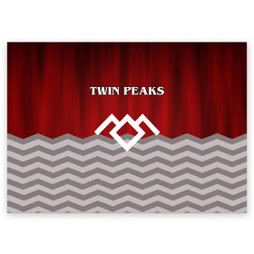 Поздравительная открытка с принтом Twin Peaks в Белгороде, 100% бумага | плотность бумаги 280 г/м2, матовая, на обратной стороне линовка и место для марки
 | twin peaks | арт | лого | полосы | сериал | твин пикс | текстура | фильмы