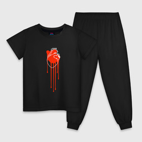 Детская пижама хлопок с принтом Живое сердце в Белгороде, 100% хлопок |  брюки и футболка прямого кроя, без карманов, на брюках мягкая резинка на поясе и по низу штанин
 | Тематика изображения на принте: кали | кровь | поток | сердце | стекает | струя