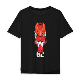 Мужская футболка хлопок Oversize с принтом EVA 02 в Белгороде, 100% хлопок | свободный крой, круглый ворот, “спинка” длиннее передней части | eva | evangelion | евангелион