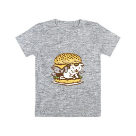 Детская футболка хлопок с принтом Котбургер в Белгороде, 100% хлопок | круглый вырез горловины, полуприлегающий силуэт, длина до линии бедер | булка | бургер | гамбургер | детский | еда | животные | картинка | кот | коте | котенок | котята | кошка | милые | рисунок | смешные | сыр | чизбургер