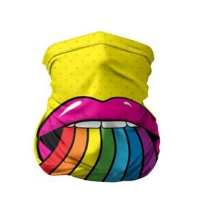 Бандана-труба 3D с принтом Pop art в Белгороде, 100% полиэстер, ткань с особыми свойствами — Activecool | плотность 150‒180 г/м2; хорошо тянется, но сохраняет форму | fun | lip color | mouth | pop art | rainbow | reggae | spectrum | style | summer | teeth | yellow | веселье | губы | желтый | зубы | лето | поп арт | радуга | рот | спектр | стиль | цвет