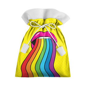 Подарочный 3D мешок с принтом Pop art в Белгороде, 100% полиэстер | Размер: 29*39 см | fun | lip color | mouth | pop art | rainbow | reggae | spectrum | style | summer | teeth | yellow | веселье | губы | желтый | зубы | лето | поп арт | радуга | рот | спектр | стиль | цвет