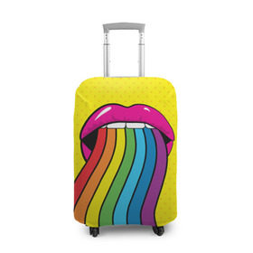 Чехол для чемодана 3D с принтом Pop art в Белгороде, 86% полиэфир, 14% спандекс | двустороннее нанесение принта, прорези для ручек и колес | fun | lip color | mouth | pop art | rainbow | reggae | spectrum | style | summer | teeth | yellow | веселье | губы | желтый | зубы | лето | поп арт | радуга | рот | спектр | стиль | цвет