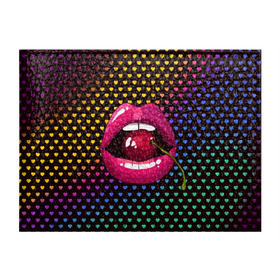 Обложка для студенческого билета с принтом Pop art в Белгороде, натуральная кожа | Размер: 11*8 см; Печать на всей внешней стороне | Тематика изображения на принте: cherry | colorful | fashion | funny | gesture | lips | lipstick | makeup | mouth | pop art | rainbow | style | веселый | вишенка | вишня | губы | жест | зубы | клубный | любовь | макияж | мода | помада | поп арт | прикольный | радуга | рот | стиль | страс