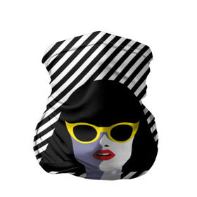 Бандана-труба 3D с принтом Pop art girl в Белгороде, 100% полиэстер, ткань с особыми свойствами — Activecool | плотность 150‒180 г/м2; хорошо тянется, но сохраняет форму | abstraction | bright | color | fashion | hair | lines | lips | pop art | rack | red | style | yellow | абстракция | губы | желтый | каре | красный | линии | мода | очки | поп арт | прическа | стиль | цвет | яркий